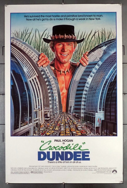 CROCODILE DUNDEE (1986) 257  Movie Poster (27x41)  Rolled Excellent Condition  Paul Hogan  Peter Faiman Original U.S. One-Sheet Poster (27x41)  Never Folded  Very Fine Plus Condtion