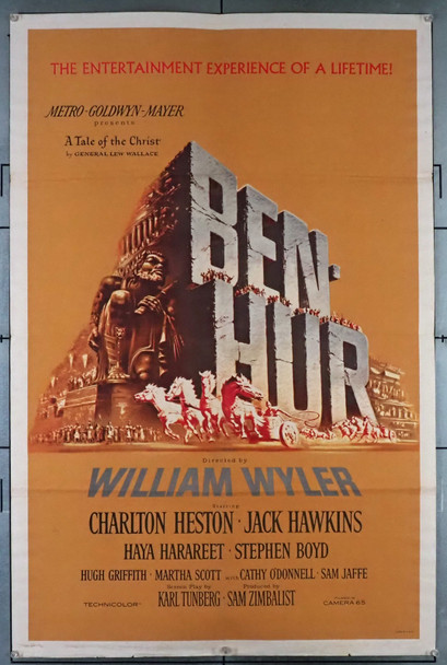 BEN-HUR (1959) 30011  Movie Poster  U.S. One-Sheet  Folded  Charlton Heston  Stephen Boyd  Haya Harareet  Jack Hawkins  Cathy O'Donnell  Hugh Griffith  Martha Scott  William Wyler  Art by Joseph Smith Original U.S. One-Sheet Poster (27x41) Folded  Fine Condition