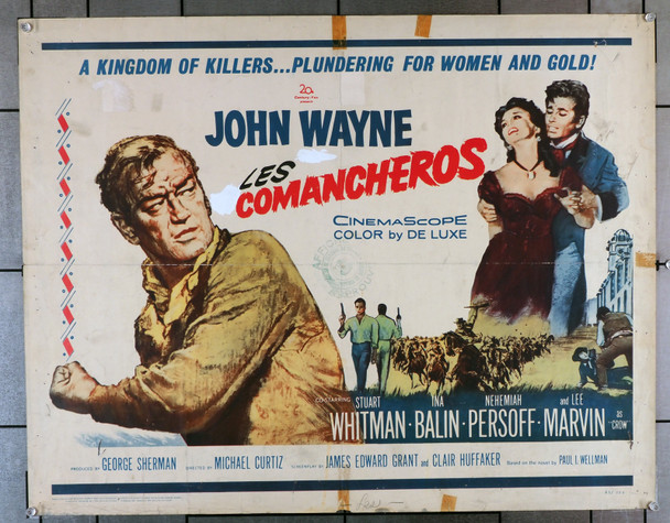 COMANCHEROS, THE (1961) 29619  Movie Poster (22x28) John Wayne  Stuart Whitman  Ina Balin  Nehemiah Persoff  Lee Marvin  Michael Curtiz Original U.S. Half-Sheet Poster (22x28) Folded  Average Used Condition