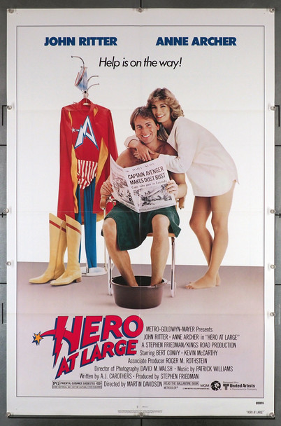 HERO AT LARGE (1980) 29212  Movie Poster (27x41)  Anne Archer  John Ritter  Garry Goodrow  Kenneth Tobey  Martin Davidson Original 1980 MGM Release One Sheet Poster (27x41) Folded