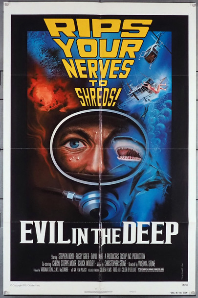 EVIL IN THE DEEP (1975) 30161 One-Sheet Movie Poster (27x41) Folded  Stephen Boyd  David Ladd   Chuck Woolery Original Golden Films One-Sheet Poster (27x41) Folded Very Fine