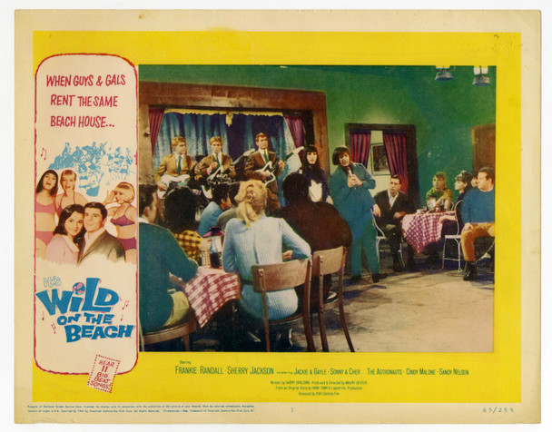 WILD ON THE BEACH (1965) 9554  Scene Lobby Card (11x14)  Sonny and Cher  The Astronauts  Maury Dexter Original U.S. Scene Lobby Card (11x14)  Fine Plus Condition