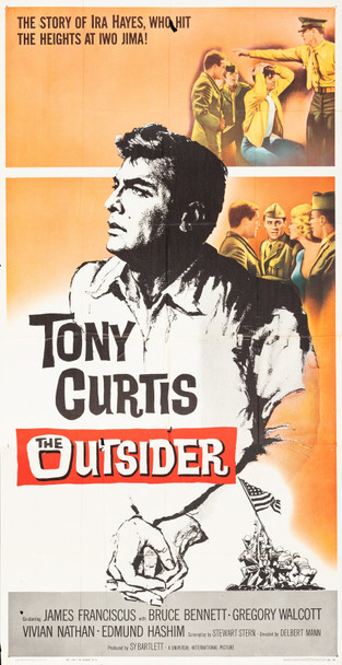 OUTSIDER, THE (1962) 15840 Movie Poster (41x81) Tony Curtis as Native American Ira Hayes   James Franciscus  Bruce Bennett  Charles Gregory Walcott   Anthony Mann Original U.S. Three-Sheet (41x81)  Folded  Fine to Fine Plus Condition