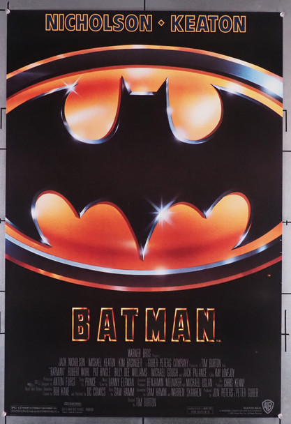 BATMAN (1989) 332  Movie Poster (27x39.75) Never Folded!  Very Fine  Michael Keaton  Jack Nicholson  Kim Basinger  Billy Dee Williams  Jack Palance  Tim Burton Original U.S. One-Sheet Poster  Rolled  27x40  Single-Sided  Very Fine Condition