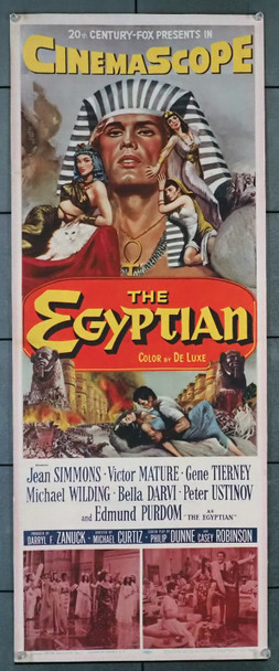 EGYPTIAN, THE (1954) 30826  Movie Poster  (14x36)  Gene Tierney  Edmund Purdom  Michael Wilding  Jean Simmons  Victor Mature  Michael Curtiz Original U.S. Insert Poster (14x36) Linen-Backed