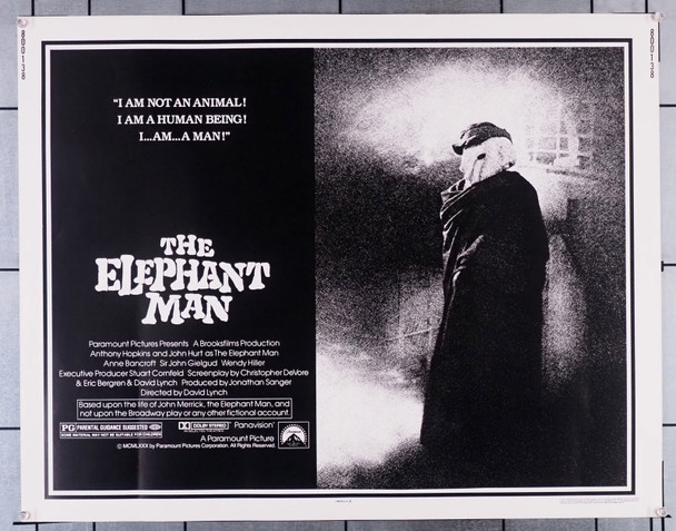 ELEPHANT MAN, THE (1980) 30742  David Lynch   John Hurt   John Gielgud   Anthony Hopkins   Anne Bancroft Original Paramount Pictures Half-Sheet Poster (22x28).  Rolled  Never Folded  Very Fine.