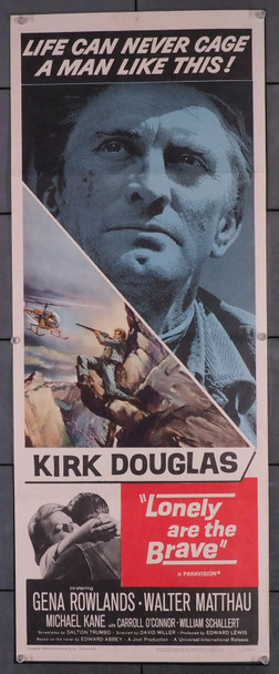 LONELY ARE THE BRAVE (1962) 30943 Movie Poster  Kirk Douglas  Gena Rowlands  Walter Matthay  George Kennedy  David Miller Original U.S. Insert Card Poster   Folded   Fine Condition