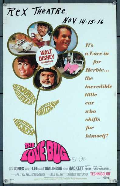 LOVE BUG, THE (1968) 8586 Movie Poster (14x22) Theater-Used  Dean Jones  Michele Lee  Buddy Hackett  Robert Stevenson Original U.S. Window Card Poster (14x22)  Theater-Used  Good Condition