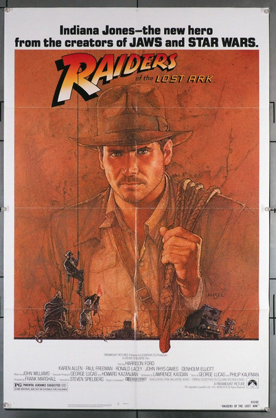 RAIDERS OF THE LOST ARK (1981) 31123  Movie Poster (27x41)  Very Fine  Harrison Ford  Steven Spielbert   Art by Richard Amsel Original U.S. One-Sheet Poster  Folded  Very Fine