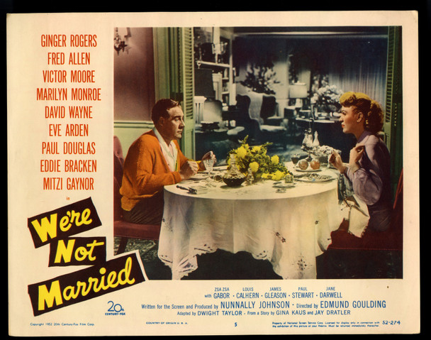 WE'RE NOT MARRIED (1952) 31148 Scene Lobby Card  Paul Douglas  Eve Arden  Edmund Goulding Original U.S. Scene Lobby Card  (11x14)  Fine Plus Condition