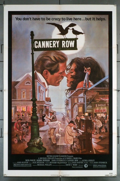 CANNERY ROW (1982) 2860 Movie Poster  Nick Nolte  Debra Winger  M. Emmet Walsh  John Huston  Art by John Solie Original U.S. One-Sheet Poster (27x41)  Folded  Very Fine Plus Condition