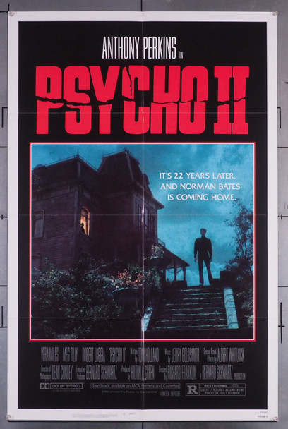 PSYCHO II (1983) 2862  Movie Poster (27x41)  Anthony Perkins  Vera Miles  Film directed by Richard Franklin Original U.S. One-Sheet Poster  Folded in Very Fine Condition