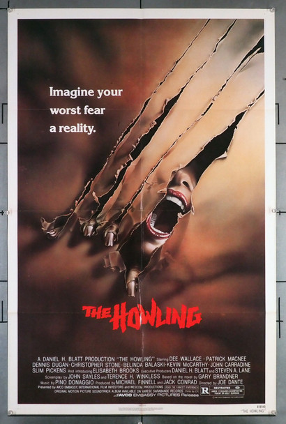 HOWLING, THE (1981) 31168  Movie Poster (27x41) Dee Wallace  Patrick Macnee  Dennis Dugan  Kenneth Tobey  Robert A. Burns  Joe Dante  Art by Stan Watts Original U.S. One-Sheet (27x41)  Folded  Very Fine Condition