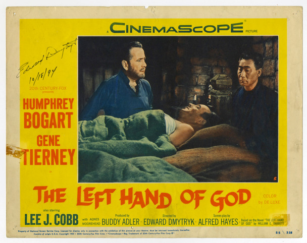 LEFT HAND OF GOD, THE (1955) 31766  Lobby Card  Signed by Edward Dmytryk  Hollywood Ten Director Original U.S. Scene Lobby Card (11x14)  Average Used Condition