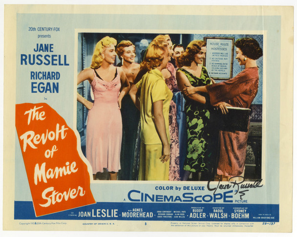 REVOLT OF MAMIE STOVER, THE (1956) 31782 Lobby Card  Signed by Jane Russell Original U.S. Scene Lobby Card (11x14)  Fine Plus to Very Fine Condition