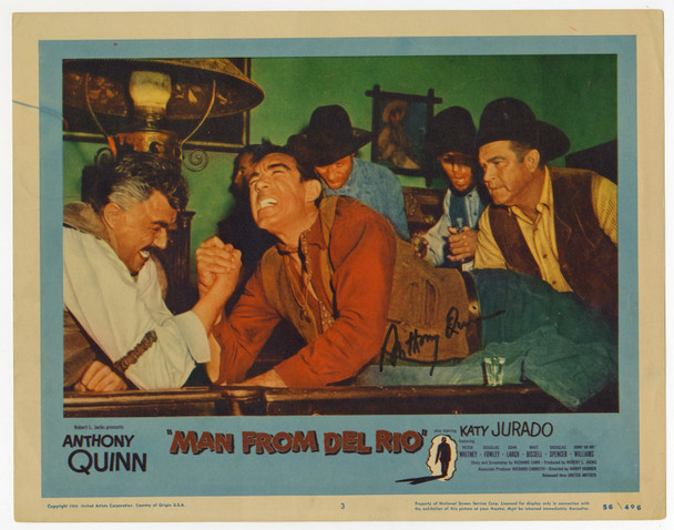 MAN FROM DEL RIO (1956) 31768 Lobby Card  Autographed by Anthony Quinn Original Lobby Card (11x14) Autograged