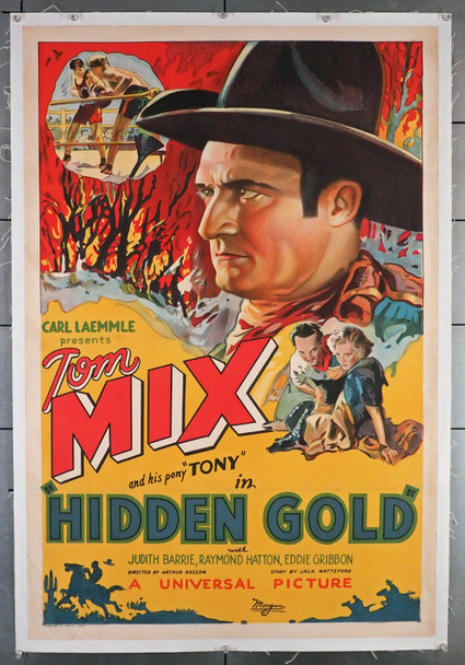 HIDDEN GOLD (1932) 31869 Movie Poster  Tom Mix Original U.S. One-Sheet Poster (27x41) Linen-Backed  Fine Plus to Very Fine