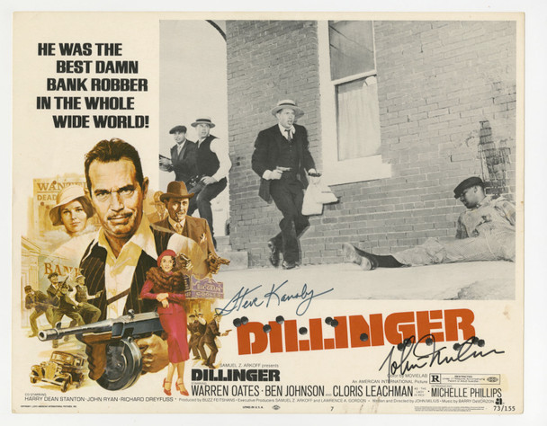 DILLINGER (1973) 31744 Lobby Card  Autographed by Steve Kanaly and writer John Milius Original U.S. Scene Lobby Card (11x14)  Fine Plus Condition DILLINGER (1973) 31744 Lobby Card  Autographed by Steve Kanaly and writer John Milius Original U.S. Scene Lobby Card (11x14)  Fine Plus Condition