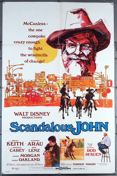 SCANDALOUS JOHN (1971) 15295 Movie Poster  Brian Keith  Richard Hale  Harry Morgan  Robert Butler	 Original U.S. One-Sheet Poster  (27x41)  Folded  Very Fine   Art by Paul Wenzel