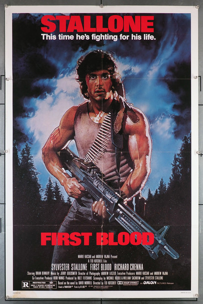 FIRST BLOOD (1982) 29156 Movie Poster  (27x41)  Sylvester Stallone  Richard Crenna  Brian Dennehy  Ted Kotcheff Original U.S. One-Sheet Poster (27x41) Linen Backed  Fine Plus to Very Fine