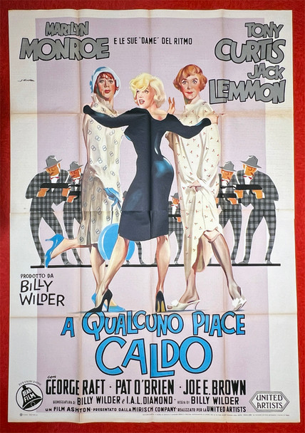SOME LIKE IT HOT (1959) 31923 Movie Poster  Italian 79x55  Marilyn Monroe  Jack Lemmon  Tony Curtis   Billy Wilder Original Italian Four-Foglio Poster (79x55) Folded  Fine Plus to Very Fine  Art by Giorgio Olivetti