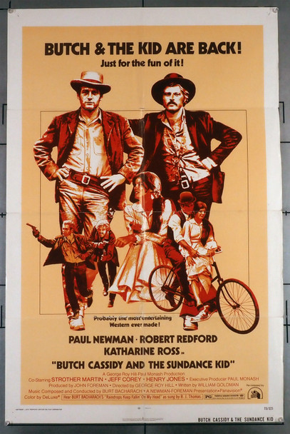 BUTCH CASSIDY AND THE SUNDANCE KID (1969) 31982 Movie Poster	 Original Re-release One-Sheet Poster (1973) Folded  Theater-Used