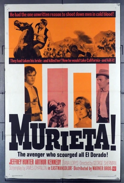 JOAQUIN MURRIETA (1965) 1890 Movie Poster Original Warner Brothers One Sheet Poster (27x41). Folded.  Very Good Condition