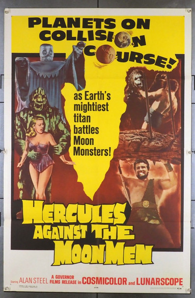 HERCULES AGAINST THE MOON MEN (1965) 3331  Sci-Fi Sword and Sandal Hybrid Movie Poster   Original Governor Films One Sheet Poster (27x41). Folded. Very Fine Condition