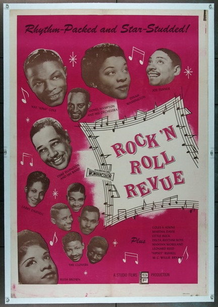 ROCK 'N ROLL REVUE (1955) 7529  Original Movie Poster (27x41)  Nat "King" Cole  Duke Ellington   Lionel Hampton Original Studio Films One Sheet Poster (28x42).  Linen-Backed.  Near Mint.
