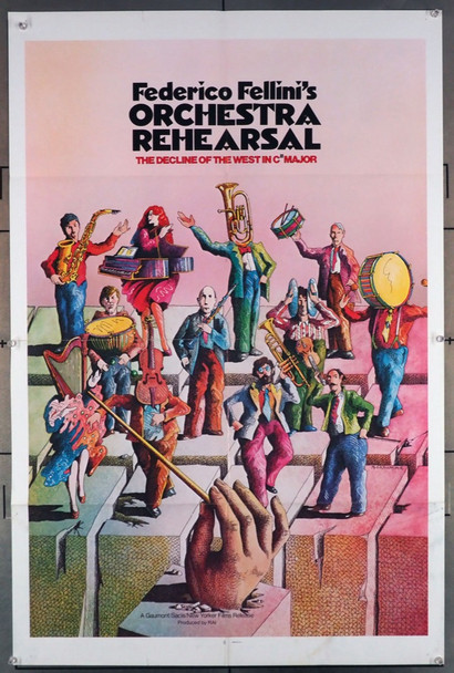 ORCHESTRA REHEARSAL (1979) 7576  Movie Poster   Very Fine Condition  Folded  Art by Bonhomme   Federico Fellini Original Gaumont / New Yorker Films One Sheet. Folded. Very Fine. Art by Bonhomme.