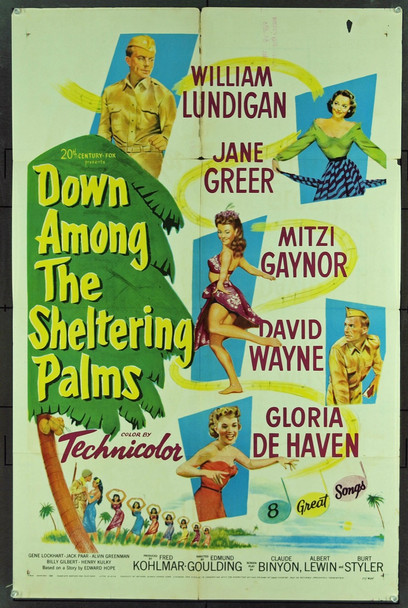 DOWN AMONG THE SHELTERING PALMS (1951) 11050 Original 20th Century-Fox One Sheet Poster (27x41). Good Condition