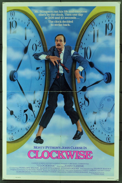 CLOCKWISE (1986) 11659 Original Universal Pictures One Sheet Poster (27x41).  Folded.  Fine Plus.