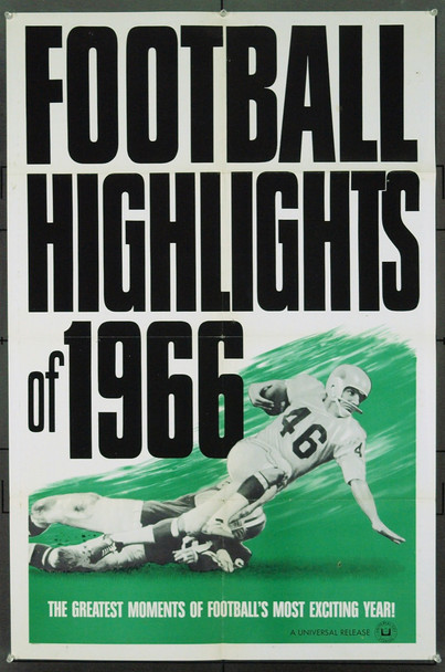 FOOTBALL HIGHLIGHTS OF 1966 (1966) 20841 Movie Poster  U.S. Football Short Subject Documentary  Original Universal One Sheet Poster. Very Good Condition