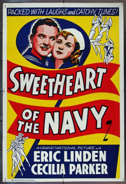 SWEETHEART OF THE NAVY (1937) 13157 Original Mason City, Iowa Printed One Sheet Poster (27x41).  Folded.  Fine Plus.
