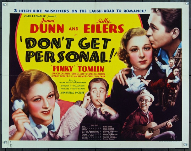 DON'T GET PERSONAL (1936) 13851 Original Universal Pictures Half Sheet Poster (22x28).  Folded.  Very Good.