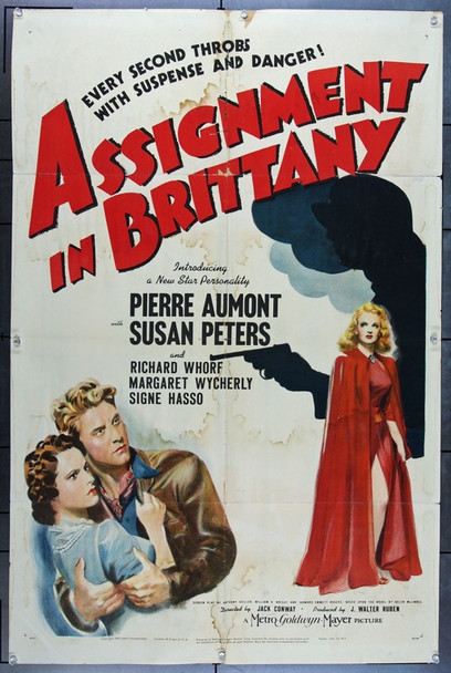 ASSIGNMENT IN BRITANNY (1943) 9353 Original MGM One Sheet Poster (27x41).  Folded.  Good Condition.