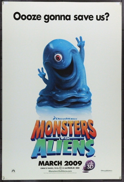 MONSTERS VS ALIENS (2009) 22155  Movie Poster (27x41)  Animation One-Sheet  Rob Letterman  Conrad Vernon Original Dreamworks Animation Advance One Sheet Poster (27x41).  Double-Sided.  Rolled.  Very Fine.