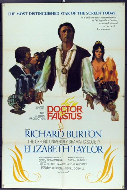 DOCTOR FAUSTUS (1967) 2163 DOCTOR FAUSTUS Original Columbia Pictures One Sheet Poster (27x41). Folded. Very Fine Plus.