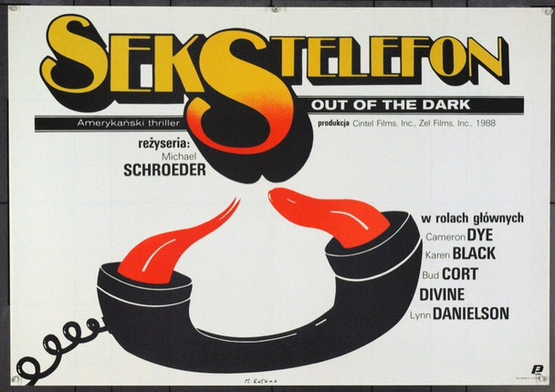 OUT OF THE DARK (1988) 22064 Original Polish Poster (26x37 in horizontal format). Maciej Kalkus Artwork. Very Fine.