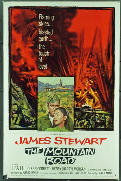 MOUNTAIN ROAD, THE (1960) 11294 Movie Poster  James Stewart  Lisa Lu  Henry Morgan  Alan Baxter  Daniel Mann Original Columbia Pictures One Sheet Poster (27x41). Folded. Very good condition.
