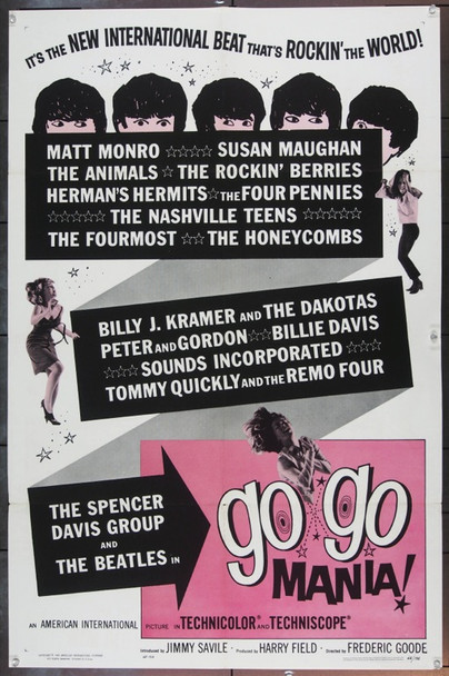 POP GEAR (1965) [GO GO MANIA]  11103  Movie Poster  Sixties Pop Anthology  Herman's Hermits  Spencer Davis Group  The Animals  Peter and Gordon  The Beatles Original American International Pictures One Sheet Poster (27x41). Fine Condition.