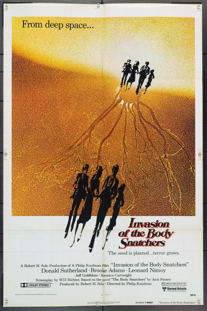 INVASION OF THE BODY SNATCHERS (1978) 3171  Movie Poster  (27x41)  Folded  Donald Sutherland  Brooke Adams  Jeff Goldblum   Philip Kaufman Original United Artists Advance One Sheet Poster (27x41).  Folded.  Fine.