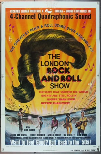 LONDON ROCK AND ROLL SHOW, THE (1973) 23097 Original Ellman Film Enterprises One Sheet Poster (27x41).  Folded.  Fine to Fine Minus Condition.