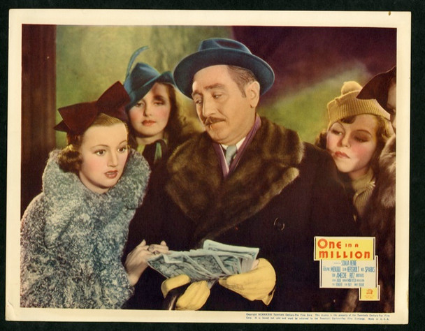 ONE IN A MILLION (1936) 2568 Movie Poster    Adolphe Menjou  Sonja Henie  Aline Judge  Sidney Lanfield  Very Fine 20th Century Fox Original Scene Lobby Card  (11x14)   Very Fine