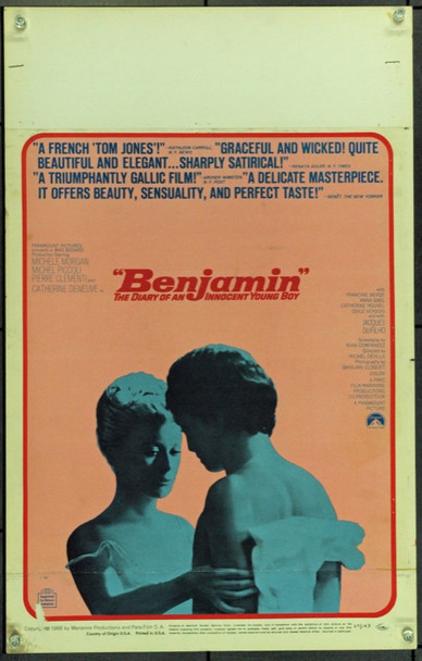 BENJAMIN (1968) 21835 Original Paramount Pictures Window Card (14x22). Unfolded.  Very Fine.