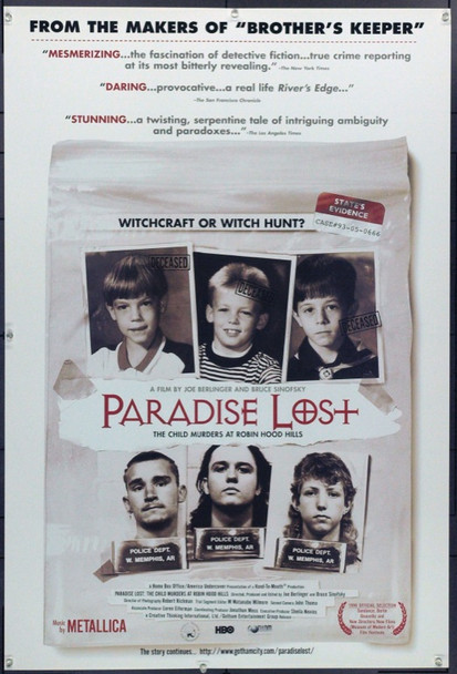 PARADISE LOST: THE CHILD MURDERS AT ROBIN HOOD HILLS (1996) 15567 Original Creative Thinking International Ltd. Style B One Sheet Poster (27x41).  Unfolded.  Very Fine.