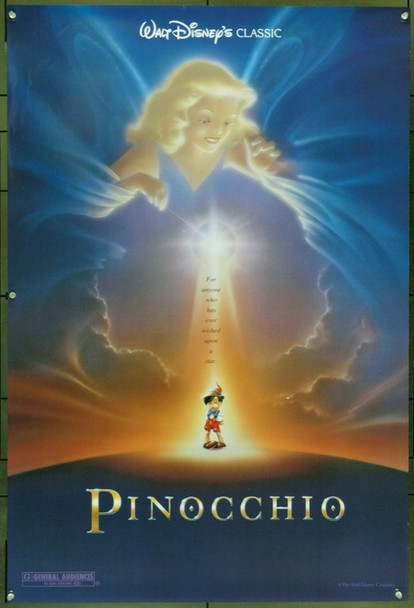 PINOCCHIO (1940) &16602 Original Walt Disney Productions 1992 Re-Release One Sheet Poster (27x41).  Rolled.  Very Good