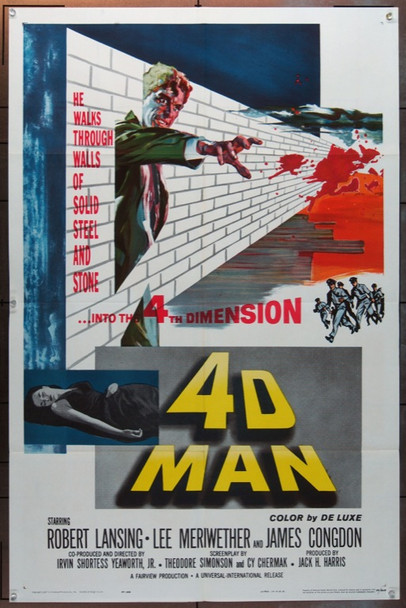 4D MAN (1959) 6385 Movie Poster (27x41)  Robert Lansing  Lee Meriwether  James Congdon  Robert Strauss Universal Pictures One Sheet Poster   27x41  Folded  Very Fine