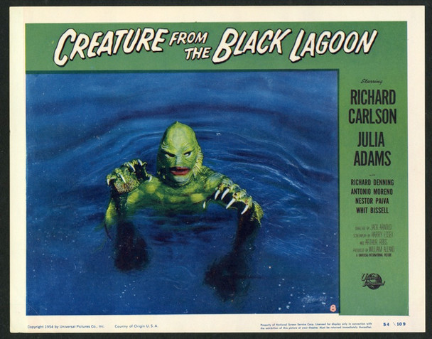 CREATURE FROM THE BLACK LAGOON  (1954) 22205 Lobby Card No 8 Original Universal International Pictures Scene Lobby Card (11x14). Near Mint.