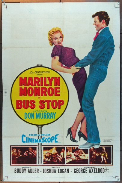 BUS STOP (1956) 13998 Original 20th Century Fox One Sheet Poster (27x41).  Folded.  Very Fine.